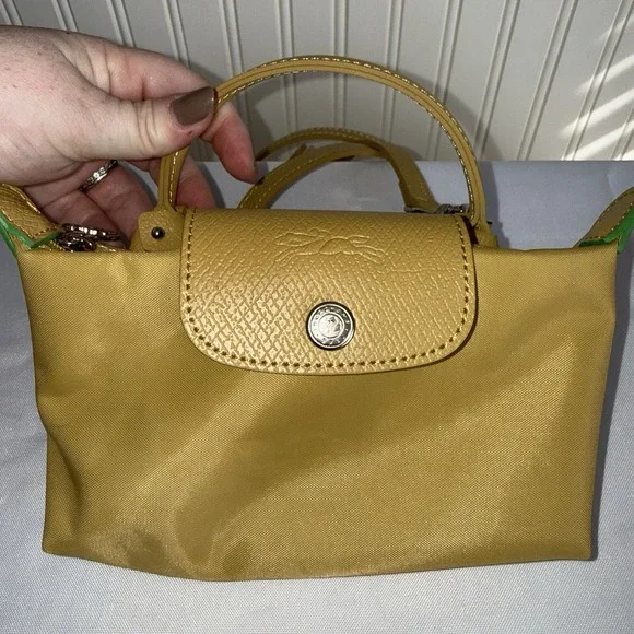 Longchamp Le Pliage XS Mini Tote Crossbody Shoulder Bag Handbag Yellow EUC - Picture 2 of 16